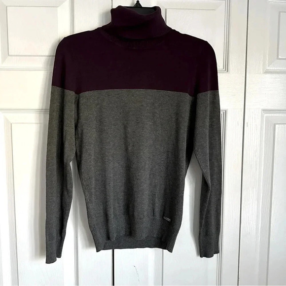 Calvin Klein Colorblock Turtleneck Knit Sweater Womens S Casual Preppy Office - Picture 1 of 10